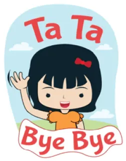 👋 Ta Ta Bye Bye cartone animato, bambino, che saluta, ciao, carino, amichevole whatsapp sticker