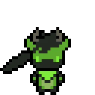 🍃 Pixel Art, Dämon, Grün, Figur, Monster, Fantasy telegram sticker