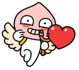 ❣ pêssego, cupido, amor, coração, anjo, asas, kawaii telegram sticker