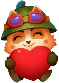 ❤ Teemo League of Legends teemo, league of legends, campeão, coração, amor, fofo, feliz telegram sticker