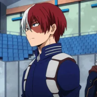 🥢 Shoto Todoroki My Hero Academia Anime, Shoto Todoroki, My Hero Academia, Postać anime, Pół na pół telegram sticker