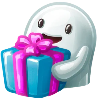 🎁 fantasma, regalo, regalo, carino, cartone animato, festa whatsapp sticker
