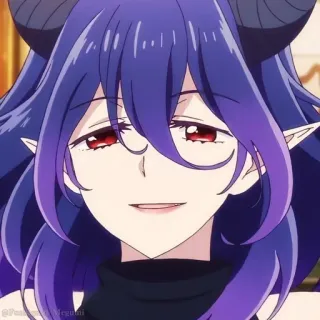 🤍 Anime, Teufel, Hörner, lila Haare, rote Augen telegram sticker