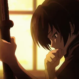 😕 Anime, Dziewczyna, Zamyślona, Smutna, Melancholia telegram sticker