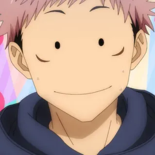 🎱 Yuji Itadori Jujutsu Kaisen anime, manga, tersenyum, wajah, kartun telegram sticker
