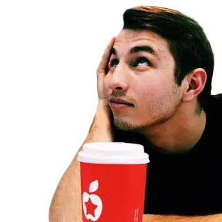 😕 homme, café, tasse, rouge, pensée, personne telegram sticker