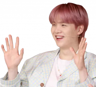 👐 person, man, pink hair, smiling, waving, Korean telegram sticker