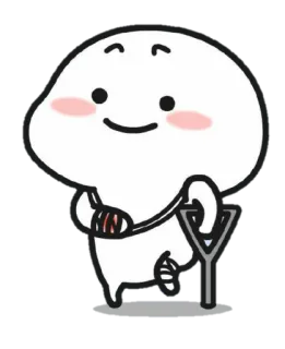 🍡 Desenho animado, Personagem, Ferido, Andando com ajuda, Animação telegram sticker