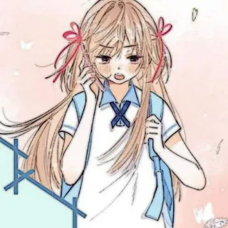 🧸 Fille anime, Uniforme scolaire, Nattes, Mignon, Manga, Étudiante telegram sticker