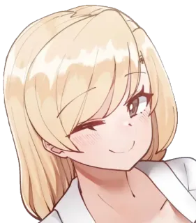 😉 Anime, Mädchen, blond, zwinkernd telegram sticker