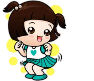 💃 Cartoon, Mädchen, Niedlich, Fröhlich, Kawaii, Illustration telegram sticker