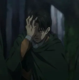 🗿 Levi Ackerman Attack on Titan anime, postać, smutny, Levi, Atak Tytanów telegram sticker