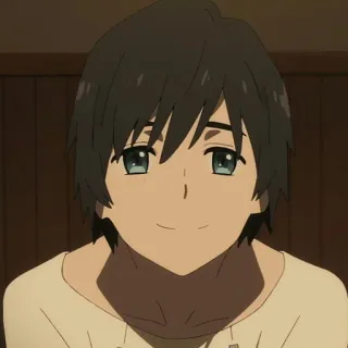 🦋 Hiro Darling in the Franxx anime, kreskówka, chłopak, uśmiech, Hiro telegram sticker