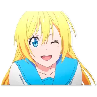 💛 애니메이션, 여자, 금발 머리, 윙크, 귀여운, 만화 telegram sticker