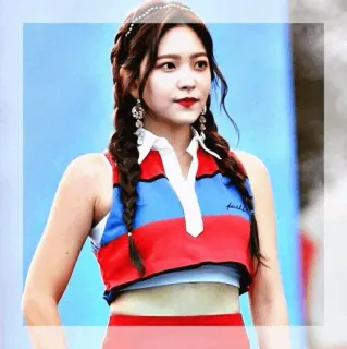 🏹 wanita, kepang, fashion, crop top, potret telegram sticker