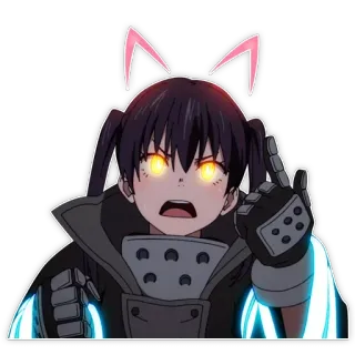 ☝ Maki Oze Fire Force anime, fire force, maki oze, middle finger, offensive gesture telegram sticker