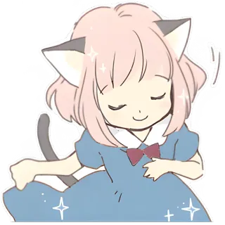😌 สาวหูแมว, อนิเมะ, มังงะ, น่ารัก, คาวาอิ, สติกเกอร์, การ์ตูน, ภาพประกอบ whatsapp sticker