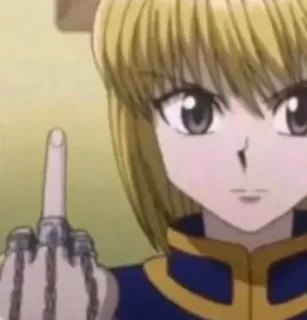 🕷️ Kurapika Hunter x Hunter anime, middle finger, offensive, cartoon, kurapika telegram sticker