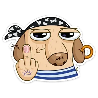 🖕 cartoon, dog, pirate, middle finger, offensive telegram sticker
