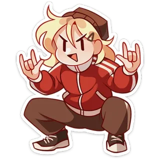 😠 漫画, アニメ, キャラクター, 人物, ロック, ハンドサイン, しゃがむ whatsapp sticker