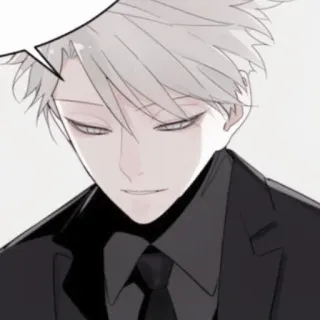 🍶 アニメ, キャラクター, スーツ, 漫画, 白黒 telegram sticker