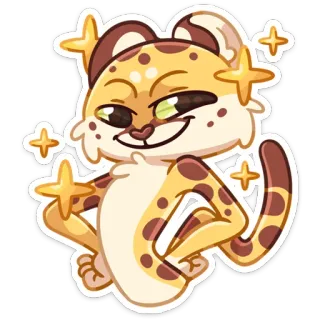 ☺️ pegatina, gato, animal, dibujo animado, lindo, leopardo telegram sticker