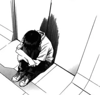 😰 Anime, Manga, Garçon, Triste, Pleurs, Assis, Émotionnel whatsapp sticker