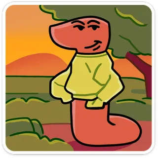 🐍 worm, cartoon, glimlachend, trui, natuur, zonsondergang telegram sticker