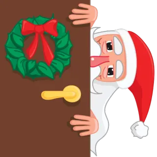 😐 Santa Claus Papá Noel, Navidad, fiesta, puerta, corona, festivo, dibujos animados telegram sticker