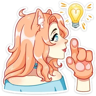 💡 cat girl, light bulb, idea, anime, cartoon, sticker, illustration whatsapp sticker