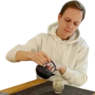 🍵 herbata, czajnik, nalewanie, napój, pij, mężczyzna telegram sticker