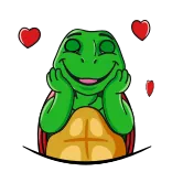 😍 tartaruga, cartone animato, animale, carino, amore, cuori whatsapp sticker