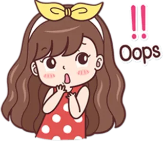 🙄 Oops Cartone animato, Ragazza, Ops, Sorpresa, Carino, Kawaii telegram sticker