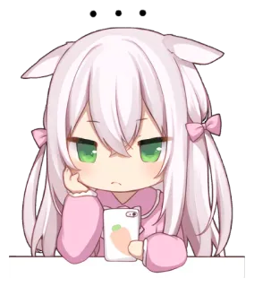 💬 Anime, Chibi, Oreilles de chat, Mignon, Dessin animé whatsapp sticker