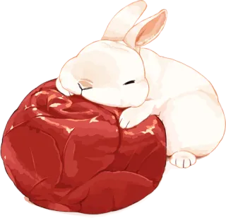 🐰 Hase, Kaninchen, Tier, süß, schlafend, rot, Sitzsack, Haustier whatsapp sticker