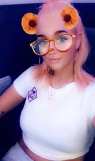 ☁️ phụ nữ, selfie, kính, chân dung, tóc hồng, mặt telegram sticker