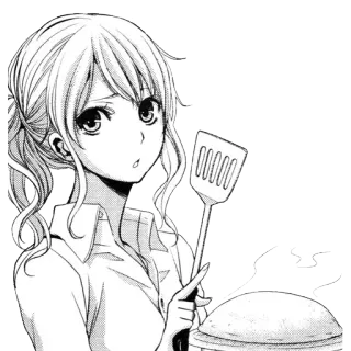🍳 Anime, Fille, Cuisine, Crêpes, Spatule, Manga whatsapp sticker