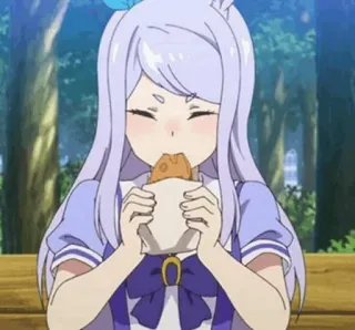 🌙 anime girl, eating, cartoon, character, cute, snack telegram sticker