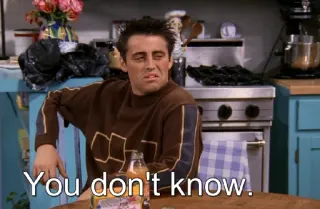 😏 Joey Tribbiani Friends You don't know. freunde, fernsehserie, joey tribbiani, meme, comedy, sitcom telegram sticker