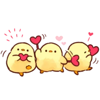 💛 辛辛苦苦 ลูกไก่, หัวใจ, น่ารัก, ความรัก, คาวาอิ, จีน, ขอบคุณ telegram sticker