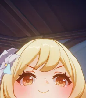🙂 Lumine Genshin Impact อนิเมะ, ผู้หญิง, วิดีโอเกม, งอน, ผมบลอนด์, น่ารัก whatsapp sticker