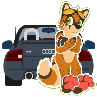 🚘 TT auto, fell, kfz, anthropomorph, süß, fahrzeug, audi telegram sticker