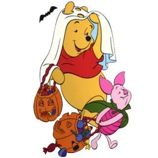 🐻 Winnie the Pooh, Piglet winnie the pooh, piglet, halloween, candy, costume, ghost telegram sticker