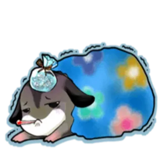 🤒 아픈, 개, 아픈, 슬픈, 체온계, 애완 동물 whatsapp sticker