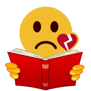 📔 Emoji, Triste, Desamor, Lectura, Libro, Emoción, Molesto telegram sticker