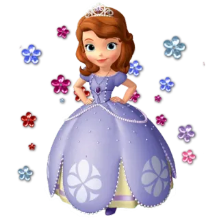 😐 Sofia Sofia the First princesse, dessin animé, tiare, fleurs telegram sticker