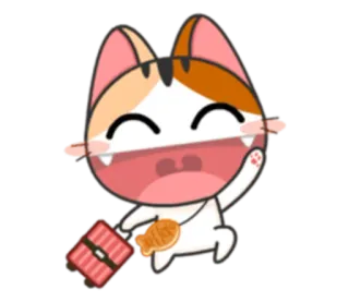 ✈️ cat, cute, animal, cartoon, sticker, happy telegram sticker