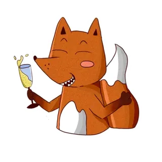 😊 zorro, animal, dibujo animado, bebida, celebración, salud telegram sticker