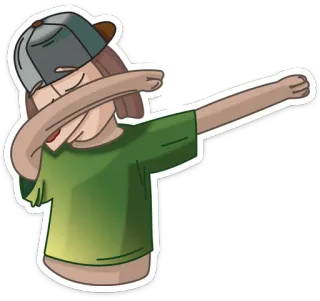 😎 pessoa, dab, dança, boné, desenho animado, camisa verde, celebração, pose telegram sticker