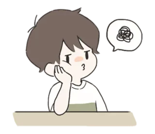 🌟 Kartun, Anak laki-laki, Berpikir, Bingung, Cemberut whatsapp sticker